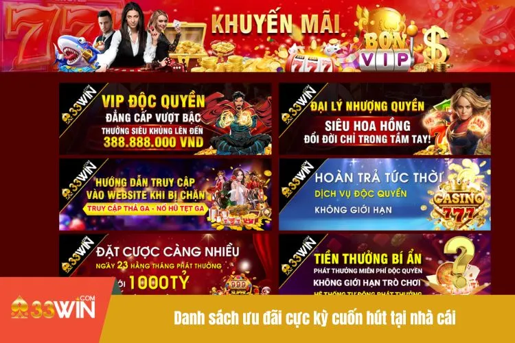 Danh sách ưu đãi cực kỳ cuốn hút tại nhà cái