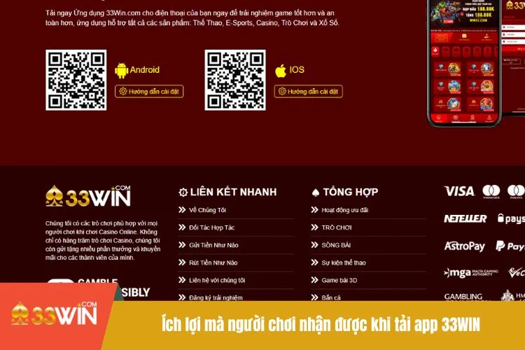 Ích lợi mà người chơi nhận được khi tải app 33WIN