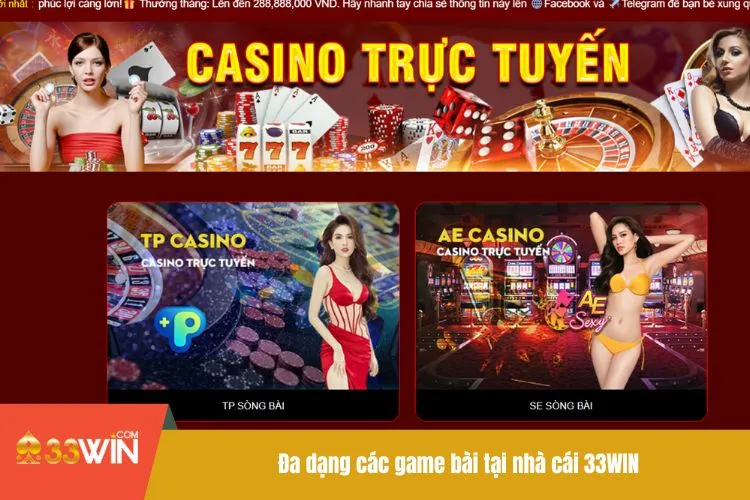 Đa dạng các game bài tại nhà cái 33WIN