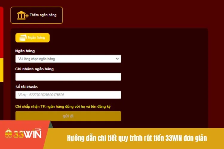Hướng dẫn chi tiết quy trình rút tiền 33WIN đơn giản